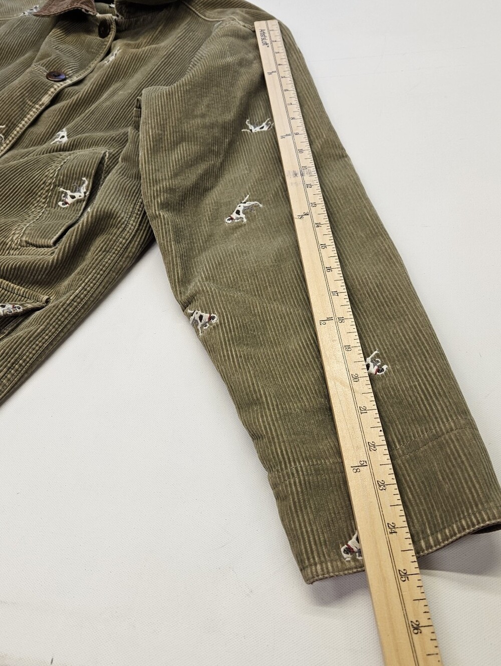 LL Bean Vintage Corduroy Barn Chore Coat Embroidered Hunting Dog Medium Regular - Picture 10 of 10